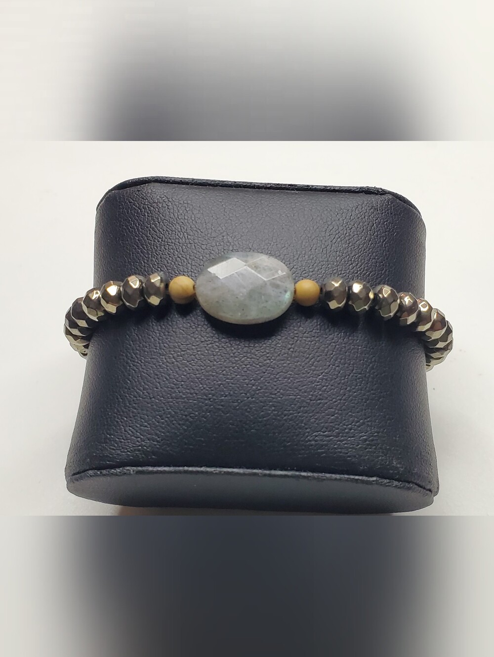 Vtg. Labradorite & Pyrite Elastic Bracelet